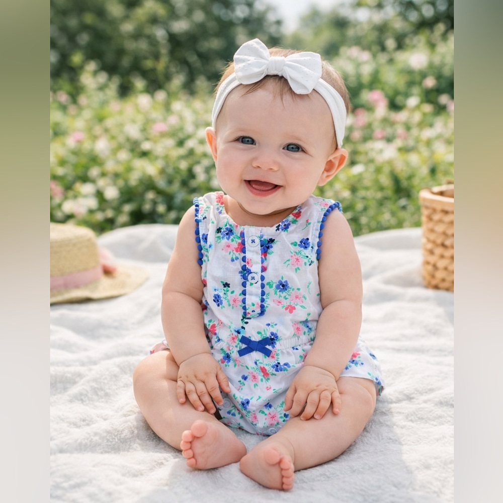NWT Carter’s Baby Girl Floral Summer Romper | 3M Infant One-Piece Outfit
